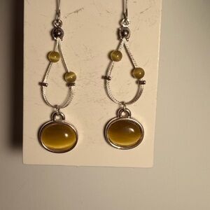 Elegant Silver and Yellow Dangle Earrings